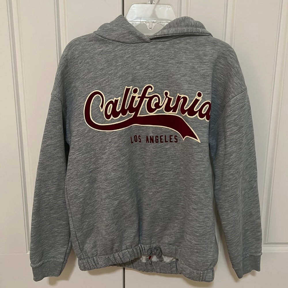 zara girls 11-12 gray graphic hoodie california